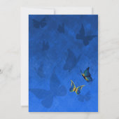 Fancy Royal Blue, gouden vlinder Quinceanera Kaart (Achterkant)