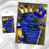 Fancy Royal Blue Prince Baby Shower  Kaart