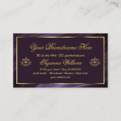 Fancy Royal Paarse Gouden Kroon met Monogram Noble Visitekaartje (Achterkant)