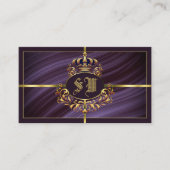 Fancy Royal Paarse Gouden Kroon met Monogram Noble Visitekaartje (Voorkant)