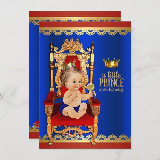 Fancy Royal Prince Baby shower Kaart (Voorkant / Achterkant)