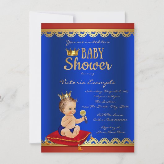 Fancy Royal Prince Baby shower Kaart (Achterkant)