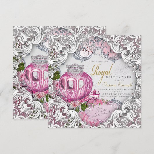 Fancy Royal Princess Baby shower Kaart (Voorkant / Achterkant)