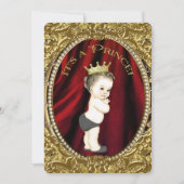 Fancy Royal Red en Gold Prince Baby shower Kaart (Voorkant)