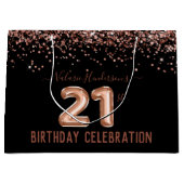 Fancy roze 21ste verjaardag Grote Gift Bag Groot Cadeauzakje (Voorkant)