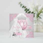 Fancy roze Assepoester Prinses Verjaardagsfeest Kaart (Staand voorkant)
