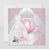 Fancy roze Assepoester Prinses Verjaardagsfeest Kaart (Voorkant)