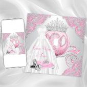 Fancy roze Assepoester Prinses Verjaardagsfeest Kaart