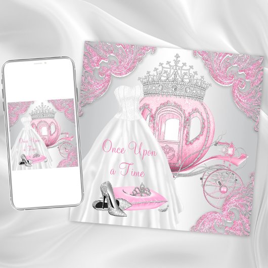 Fancy roze Assepoester Prinses Verjaardagsfeest Kaart