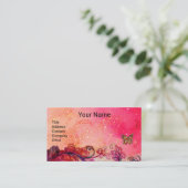 FANCY ROZE BLOEIT HART, VLINDER IN SPARKLES VISITEKAARTJE (Staand voorkant)