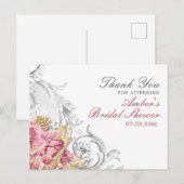 Fancy Roze Bloemige Bruiloftsborrel Briefkaart (Voorkant / Achterkant)