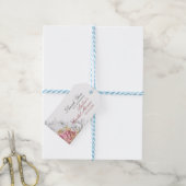 Fancy Roze Bloemige Bruiloftsborrel Cadeaulabel (Met Touw)