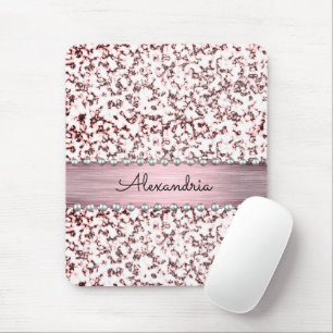 Fancy Roze Blush Marmeren Glitter Gepersonaliseerd Muismat