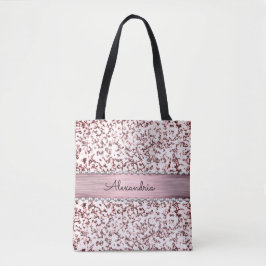 Fancy Roze Blush Marmeren Glitter Gepersonaliseerd Tote Bag