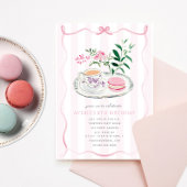 Fancy Roze Bow Macaron Tea Party Coquette Verjaard Kaart
