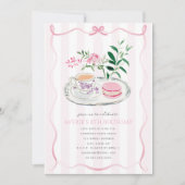 Fancy Roze Bow Macaron Tea Party Coquette Verjaard Kaart (Voorkant)