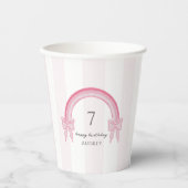 Fancy Roze Bow Rainbow Coquette Verjaardag Papieren Bekers (Voorkant)