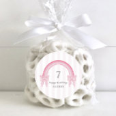 Fancy Roze Bow Rainbow Coquette Verjaardag Ronde Sticker