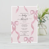 Fancy Roze Bow Theme Girly Baby shower Kaart (Staand voorkant)