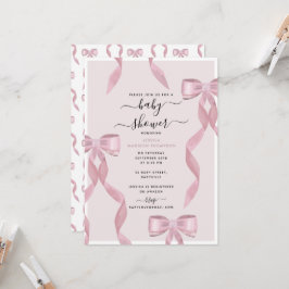 Fancy Roze Bow Theme Girly Baby shower Kaart
