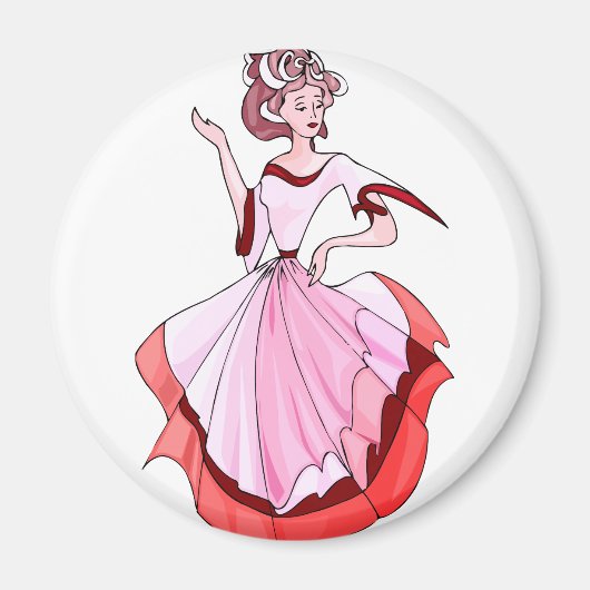 Fancy roze danser magneet (Voorkant)