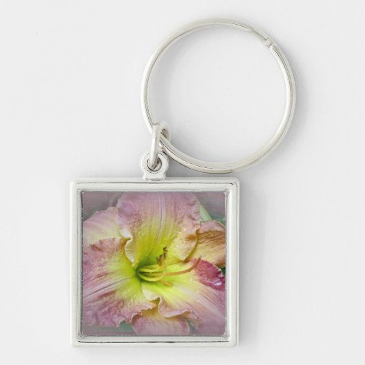 Fancy Roze Daylily Blossom Sleutelhanger (Voorkant)
