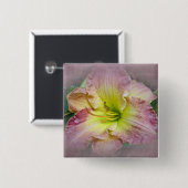 Fancy Roze Daylily Blossom Vierkante Button 5,1 Cm (Voorkant /achterkant)