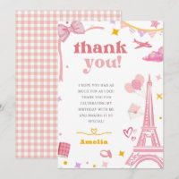 Fancy Roze Eiffeltoren Paris Thema Dank u kaart