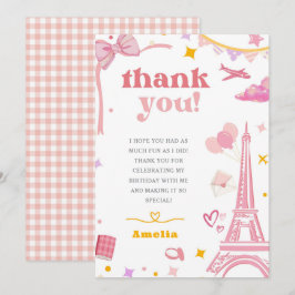 Fancy Roze Eiffeltoren Paris Thema Dank u kaart