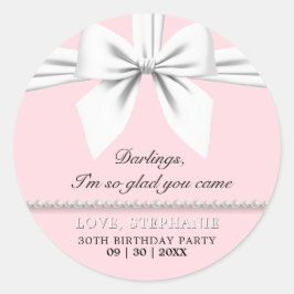 Fancy Roze Elegante Tiffany Verjaardag Dank u Ronde Sticker