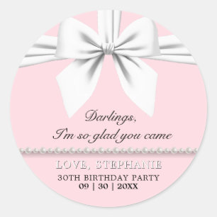 Fancy Roze Elegante Tiffany Verjaardag Dank u Ronde Sticker