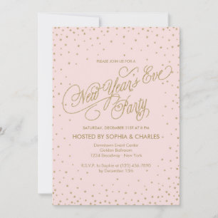 Fancy roze en gouden sterren nieuwjaarsfeest kaart