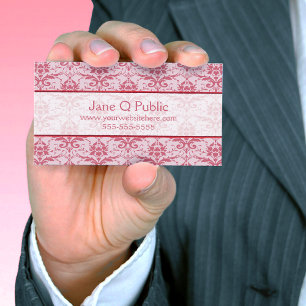 Fancy roze en Mauve Damask Visitekaartje