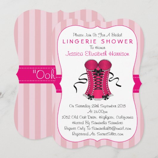 Fancy roze en witte corset laire schoeisel kaart (Voorkant / Achterkant)