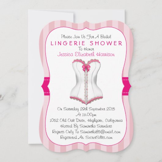 Fancy roze en witte corset laire schoeisel kaart (Voorkant)