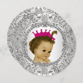 Fancy roze en zilveren Baby Girl Shower Kaart (Voorkant / Achterkant)