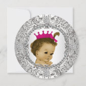 Fancy roze en zilveren Baby Girl Shower Kaart (Voorkant)