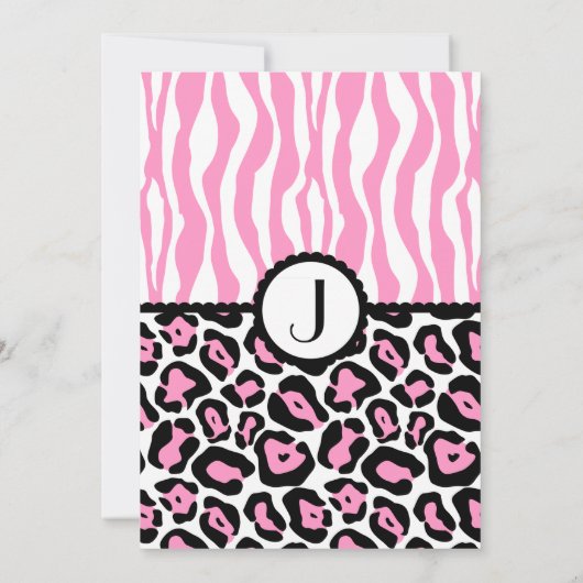 Fancy roze en zwart Safari Baby shower Kaart (Achterkant)