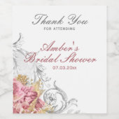 Fancy Roze Floral Vrijgezellenfeest Wijn Etiket (Enkel label)