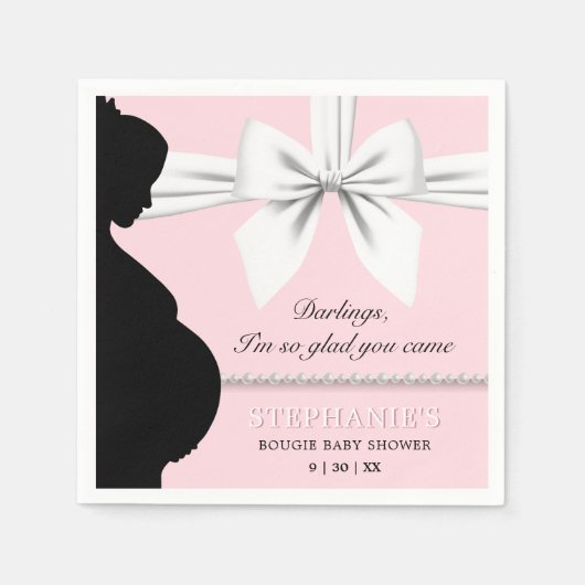 Fancy Roze Glam Elegant Parels Tiffany Baby shower Servet (Voorkant)