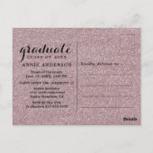 Fancy Roze Glitter 3 Foto Afstuderen Uitnodiging (Achterkant)