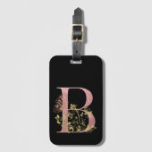 Fancy roze glitter letter B Bagagelabel (Voorkant (verticaal))