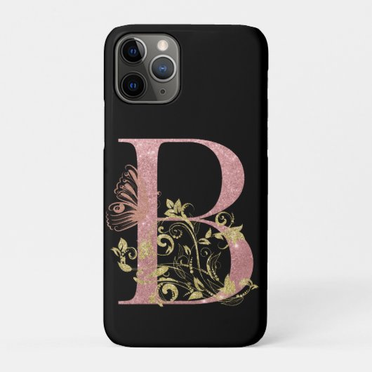 Fancy roze glitter letter B Case-Mate iPhone Case (Achterkant)
