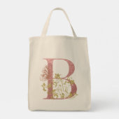 Fancy roze glitter letter B Tote Bag (Achterkant)