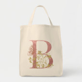 Fancy roze glitter letter B Tote Bag (Voorkant)