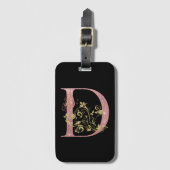 Fancy roze glitter Letter D Bagagelabel (Voorkant (verticaal))