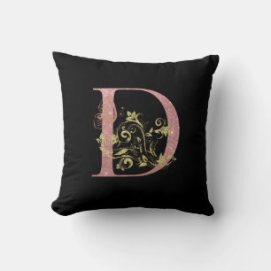Fancy roze glitter Letter D Kussen