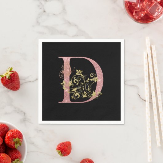 Fancy roze glitter Letter D Servet (Insitu)