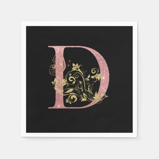 Fancy roze glitter Letter D Servet (Voorkant)