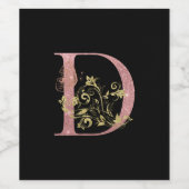 Fancy Roze Glitter Letter D Wijn Etiket (Enkel label)
